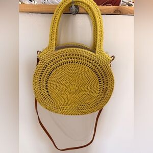 Sunny Yellow Woven Shoulder Bag